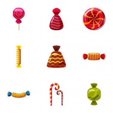 Popüler tatlılar Icons set, karikatür tarzı