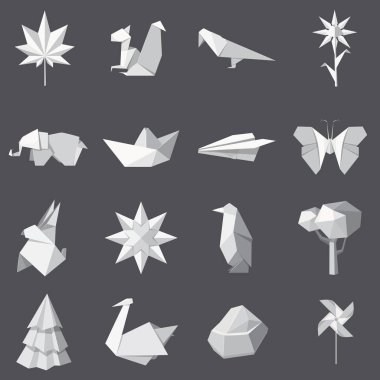 Origami Icons set, karikatür tarzı