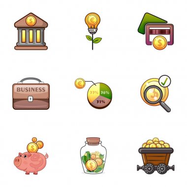 Para Infographic Icons set, karikatür tarzı