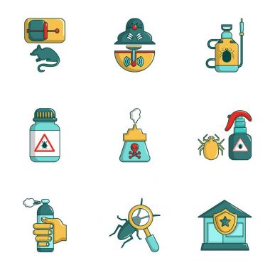 Böcekler Icons set, karikatür tarzı Exterminators