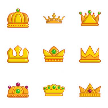 Royal crown simgeler ayarla, stil düz