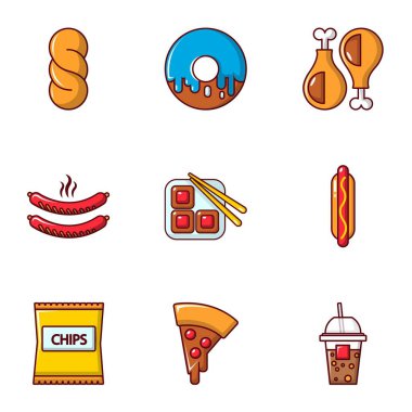 Farklı lokanta simgeler ayarla, stil düz