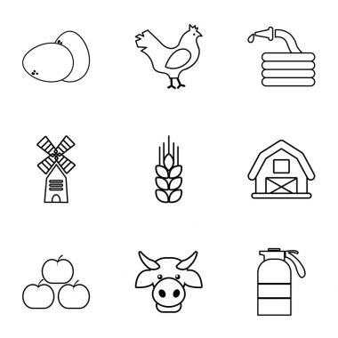 Icons set tarım, anahat stili