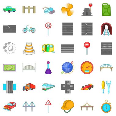 Hız yol Icons set, karikatür tarzı