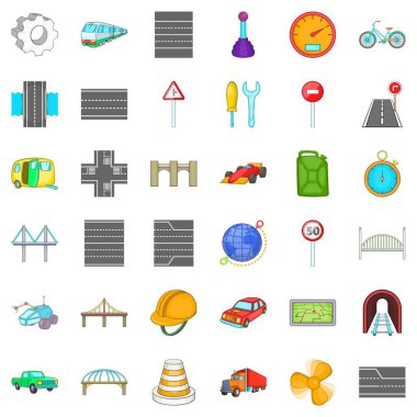 Demiryolu Köprüsü Icons set, karikatür tarzı