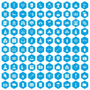 100 suç simgeleri mavi ayarla