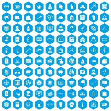 100 suç simgeleri mavi ayarla