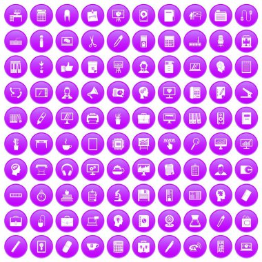 100 çalışma alanı simgeleri mor ayarla