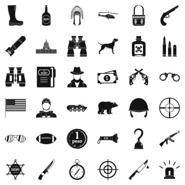 Avcılık Icons set, basit tarzı