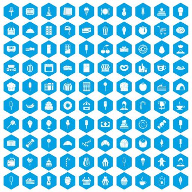 100 tatlı simgeleri mavi ayarla