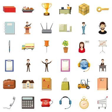 Finans iş simgeler kümesi, karikatür tarzı