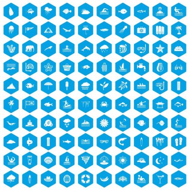 100 dalış simgeleri mavi ayarla