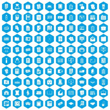 100 belge simgeleri mavi ayarla