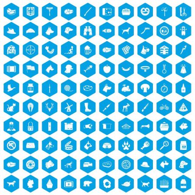 100 köpek simgeleri mavi ayarla