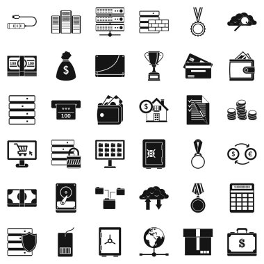 Kartvizit Icons set, basit tarzı