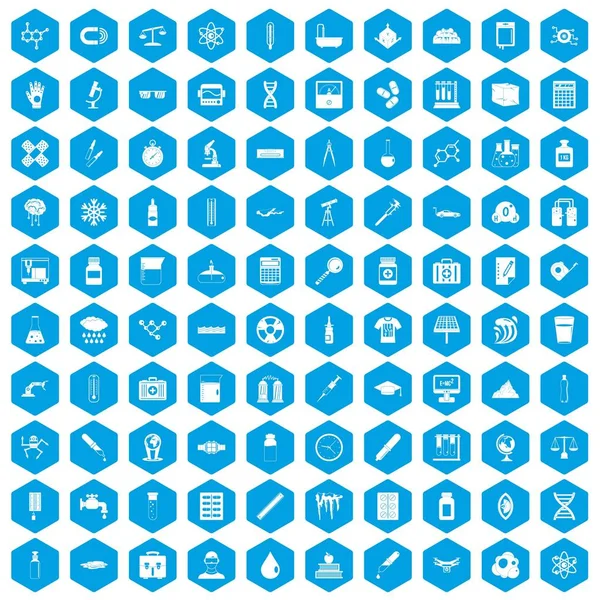 100 laboratuvar simgeleri mavi ayarla