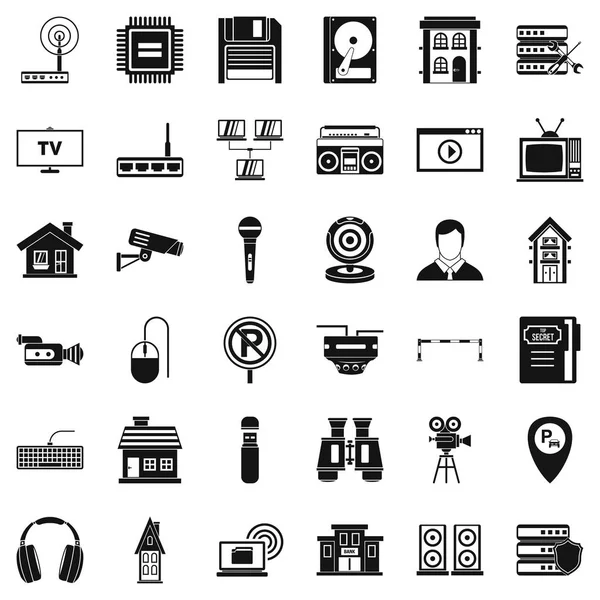 Conjunto de ícones de câmera de banco, estilo simples —  Vetores de Stock