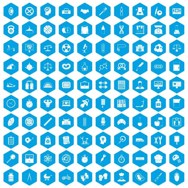 Conjunto de 100 iconos de libra azul — Vector de stock