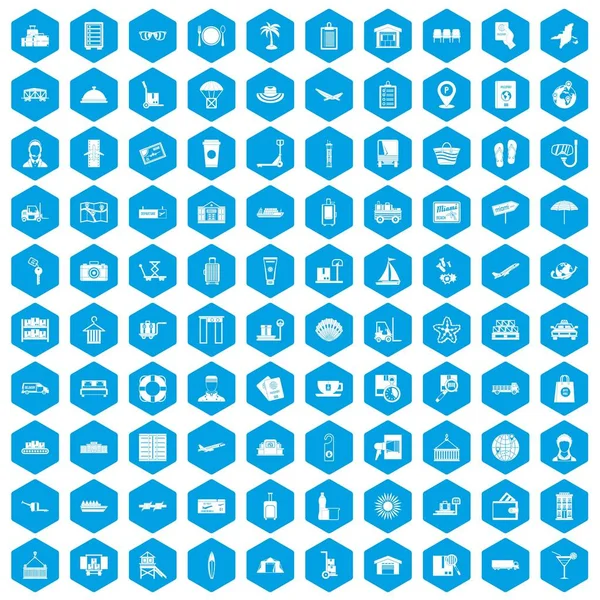 100 Bagaj simgeleri mavi ayarla