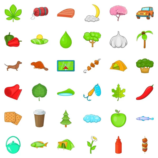 Doğa Icons set Balık tutma, karikatür tarzı