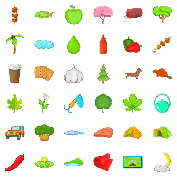 Kamp Icons set, karikatür tarzı orman