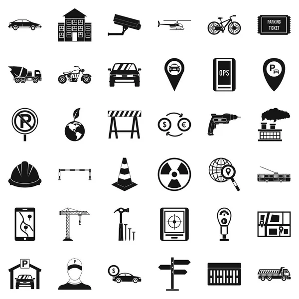 Araba yer Icons set, basit tarzı