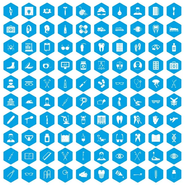 100 tıbbi treatmet simgeleri mavi ayarla