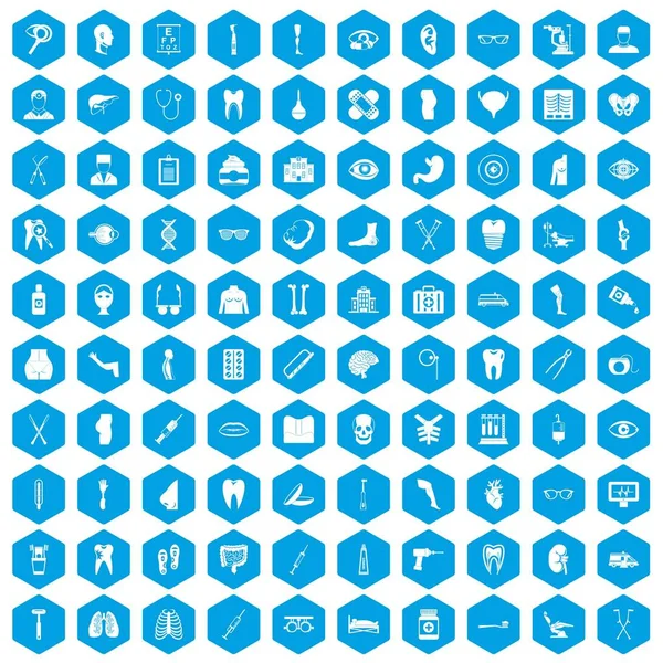 100 tıp simgeleri mavi ayarla