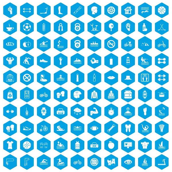 100 adam sağlık simgeleri mavi ayarla