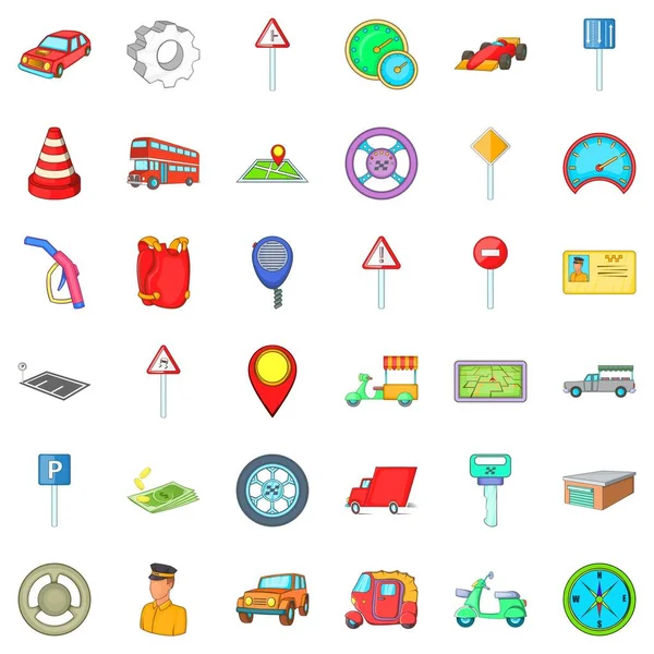 Şehir araba Icons set, karikatür tarzı