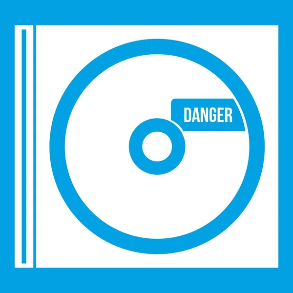A veszély betűkkel ikon fehér CD — Stock Vector