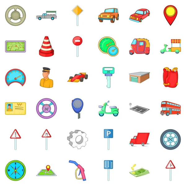 Şehir trafiği Icons set, karikatür tarzı