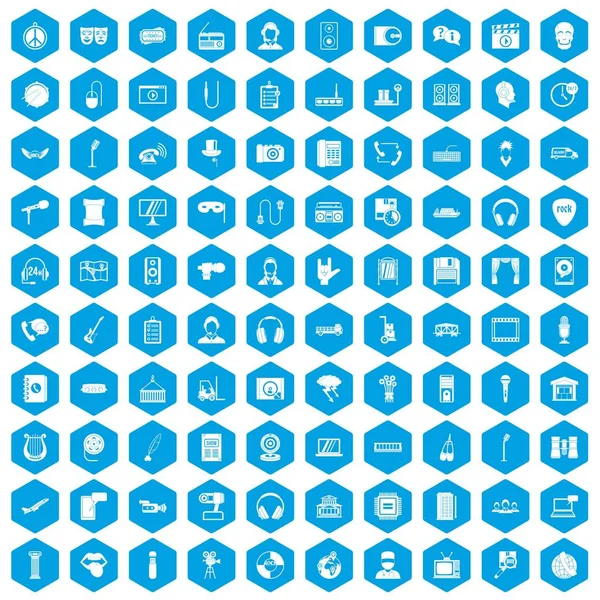 100 mikrofon simgeleri mavi ayarla