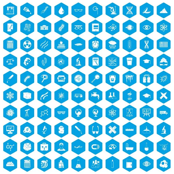 100 mikroskop simgeleri mavi ayarla