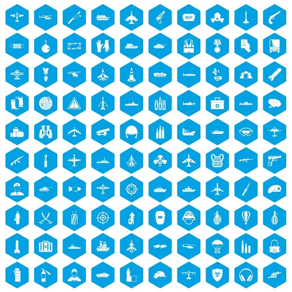 100 askeri kaynakları simgeleri mavi ayarla