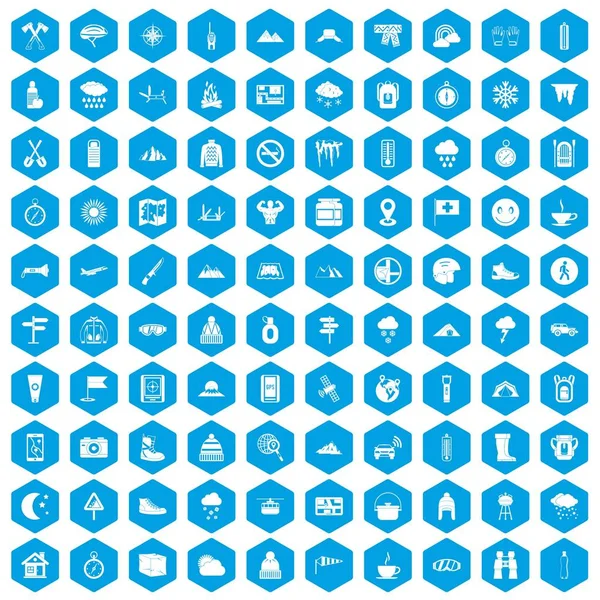 100 dağcılık simgeleri mavi ayarla