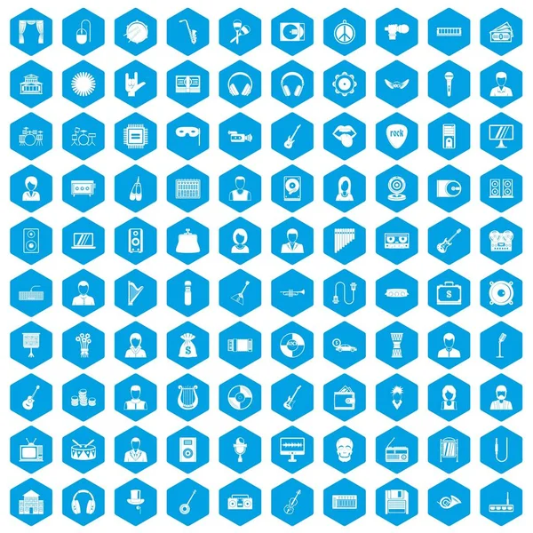 100 müzik simgeleri mavi ayarla