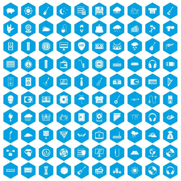 100 Müzik Festivali simgeleri mavi ayarla