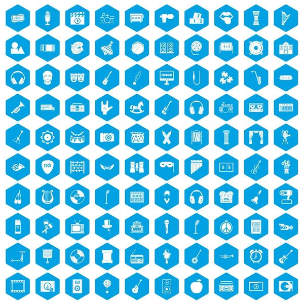 100 müzik eğitimi simgeleri mavi ayarla