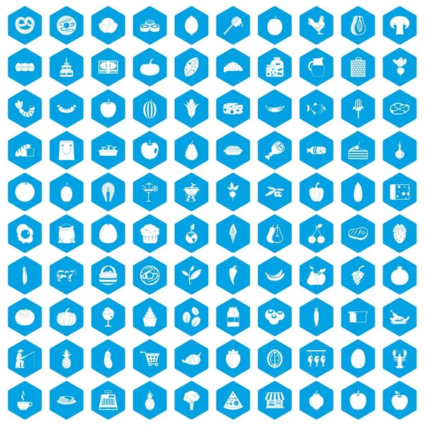 100 doğal ürünler simgeleri mavi ayarla