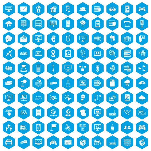 Mavi 100 ağ Icons set