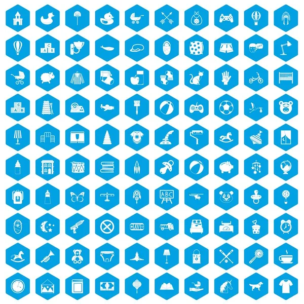 100 kreş simgeleri mavi ayarla