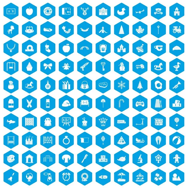 100 anaokulu simgeleri mavi ayarla