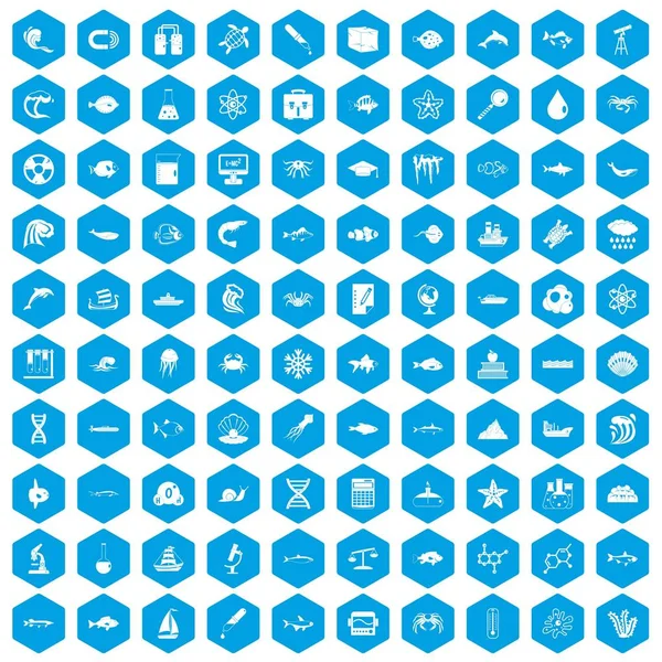 100 Oşinoloji simgeleri mavi ayarla