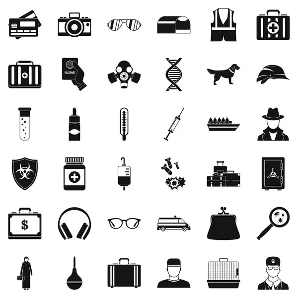 Incident icons set, simple style — Stock Vector