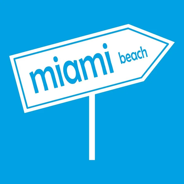 Poste de flecha de Miami icono de signo blanco — Archivo Imágenes Vectoriales
