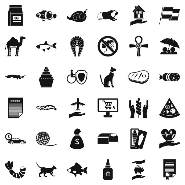 Een kat iconen set, eenvoudige stijl — Stockvector