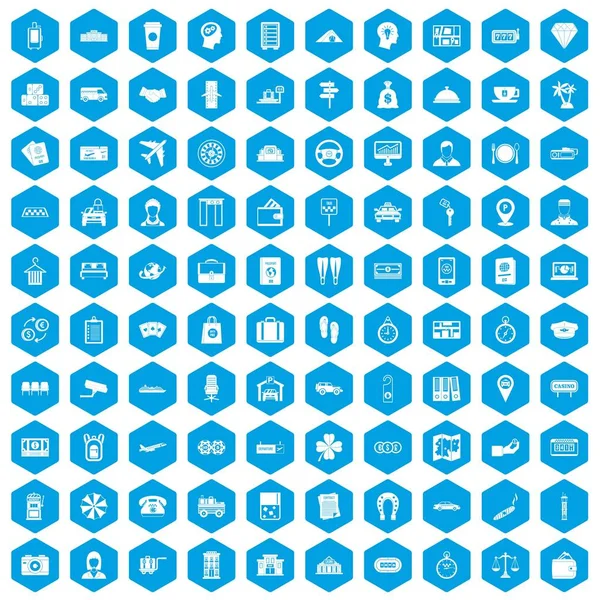 100 iconos de dinero de pago conjunto azul — Vector de stock