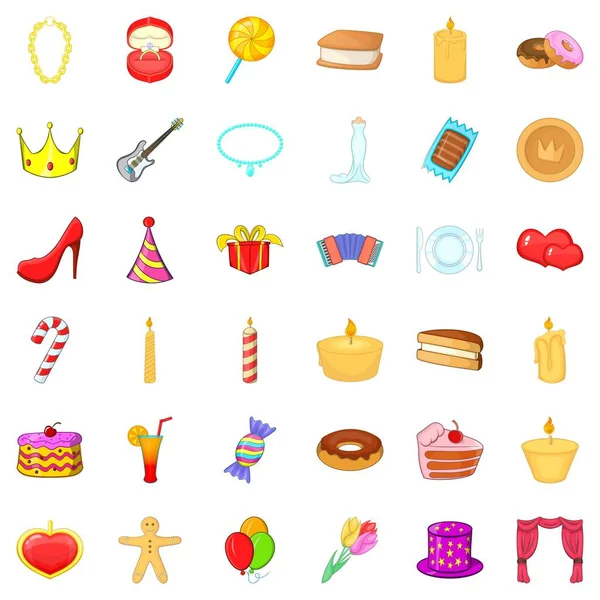 Havai fişek simgeleri ayarlandı, çizgi film biçimi