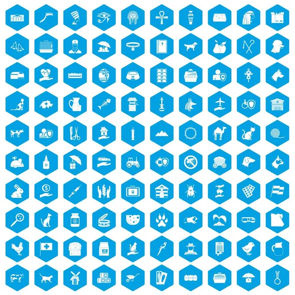 100 evcil hayvan simgeleri mavi ayarla